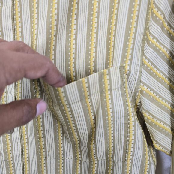 Prana Shirt Men's Yellow/ Mustard Retro Stripe Long Sleeve Button Up Size S - Picture 3 of 13